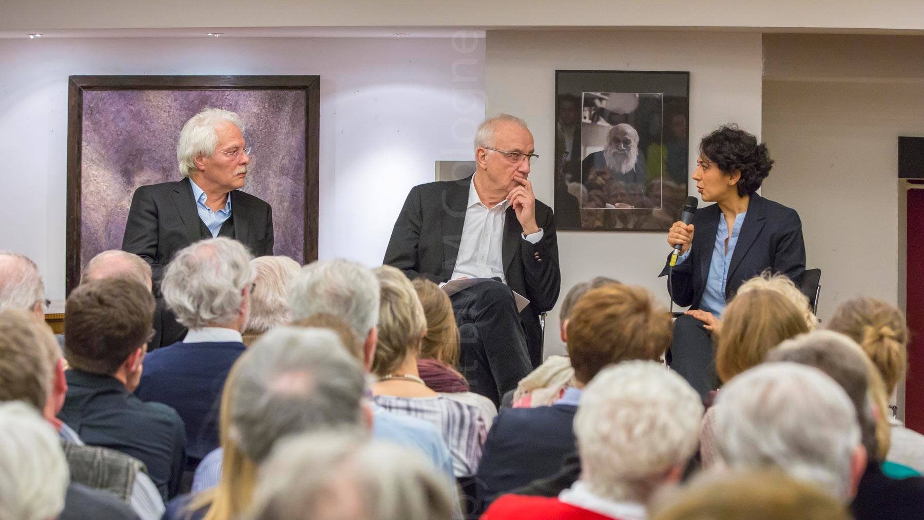 Golineh Atai, Thomas Roth, Fritz Pleitgen im Lew Kopelew Forum mit Publikum, Foto von  Bernd Maurer